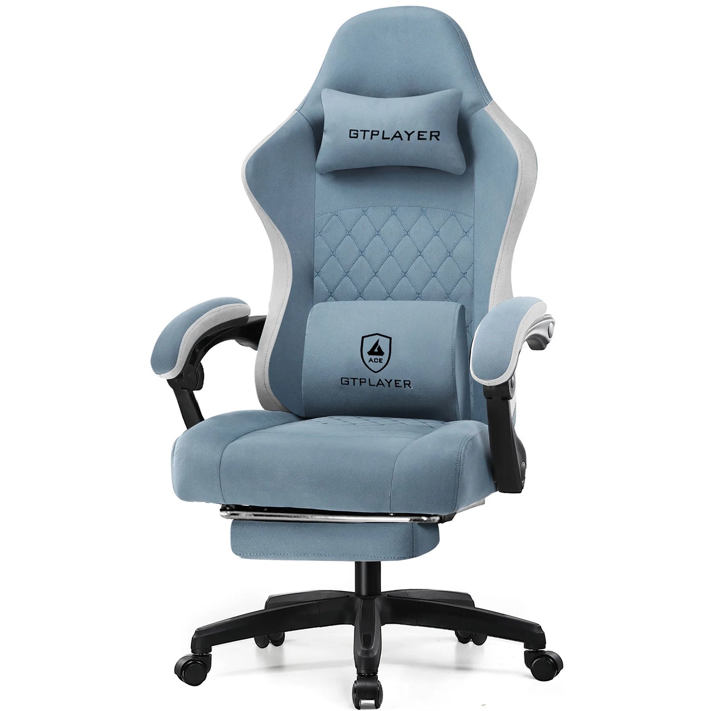 Gaming Chair with Lumbar Support & Foldable Footrest