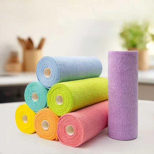 Reusable Cleaning Wipe Household Kitchen Cloth Microfiber Towel Rolls