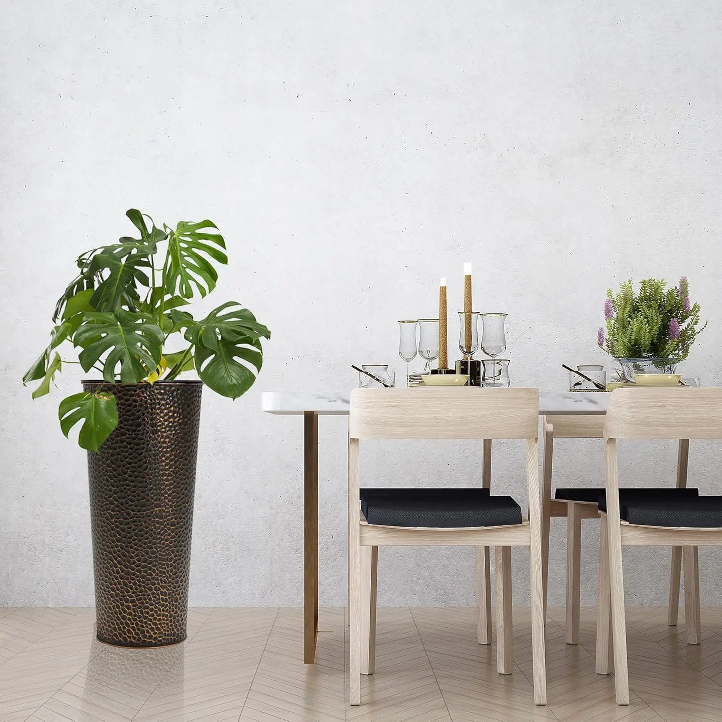 2-Pack 25" H. Metal Planter with 2X Inside Pots