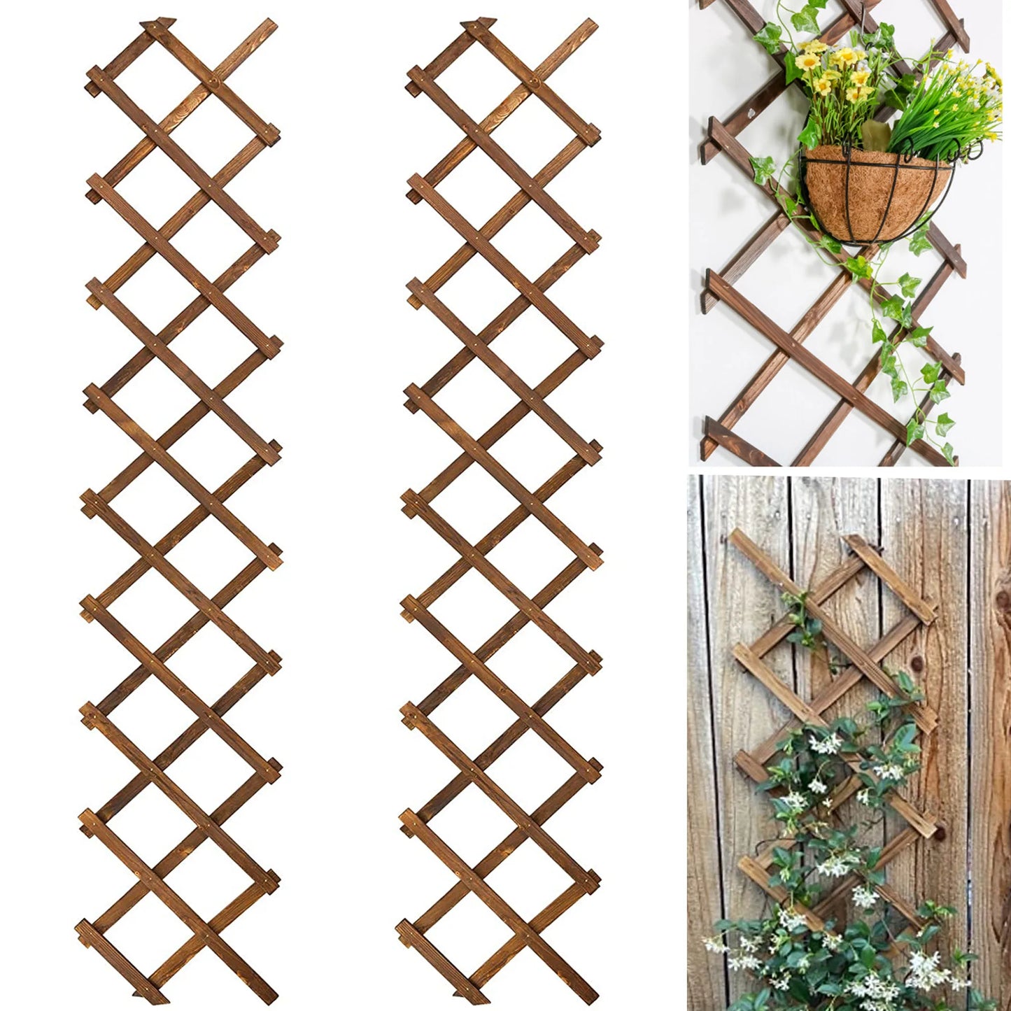 Wooden Lattice Wall 2Pack-Expandable Trellis