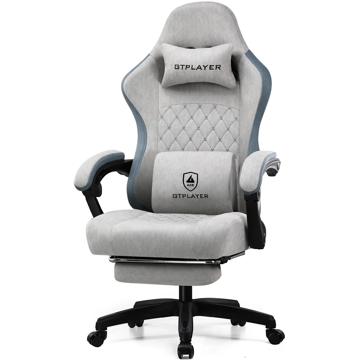 Gaming Chair with Lumbar Support & Foldable Footrest