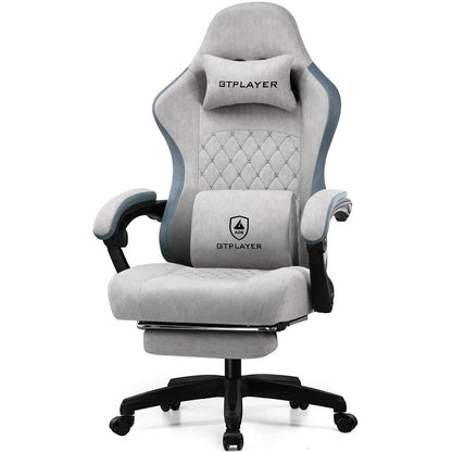 Gaming Chair with Lumbar Support & Foldable Footrest