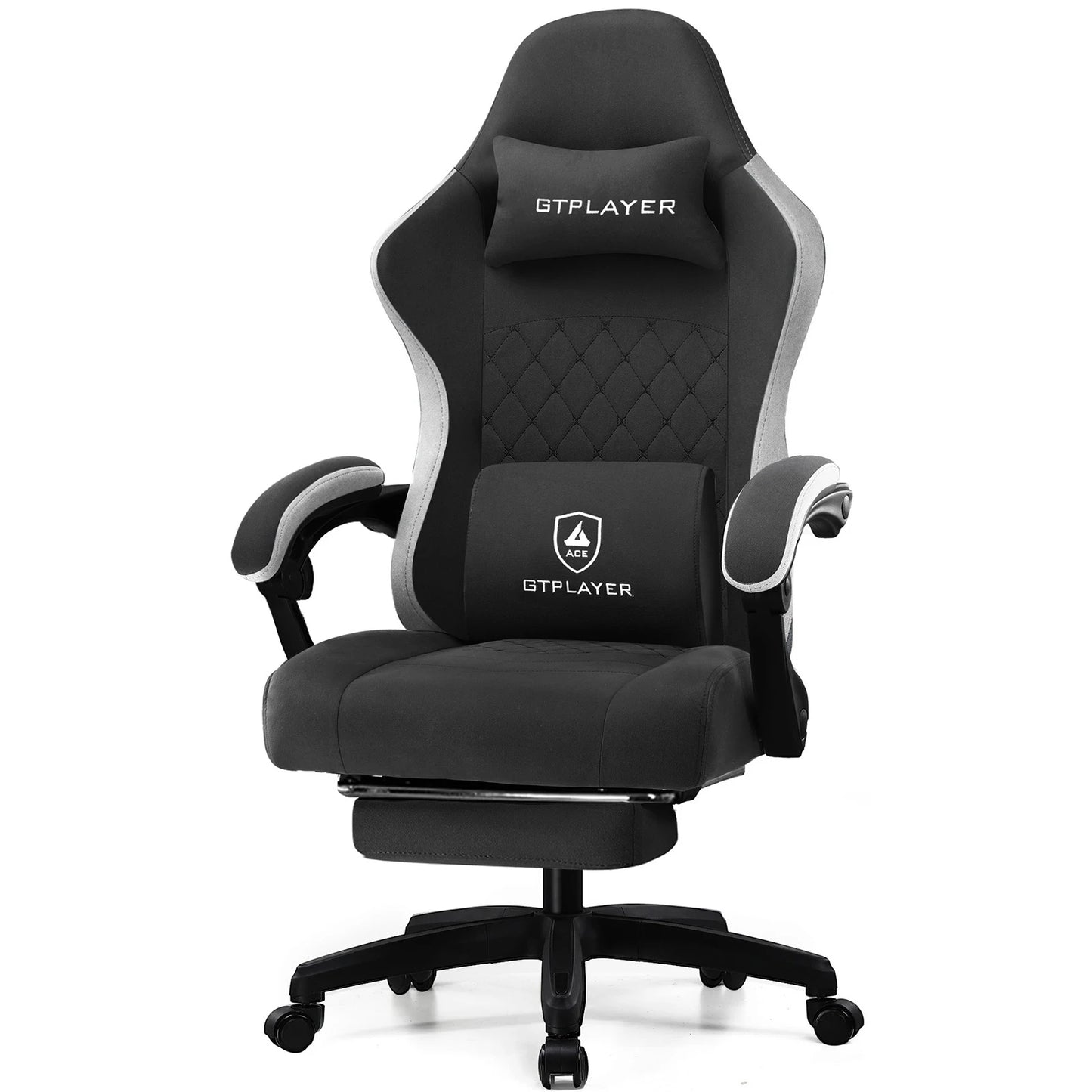 Gaming Chair with Lumbar Support & Foldable Footrest