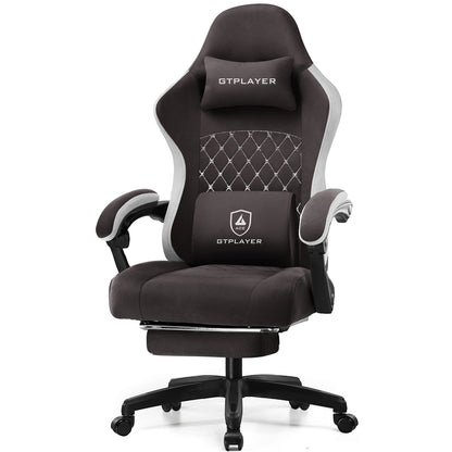 Gaming Chair with Lumbar Support & Foldable Footrest