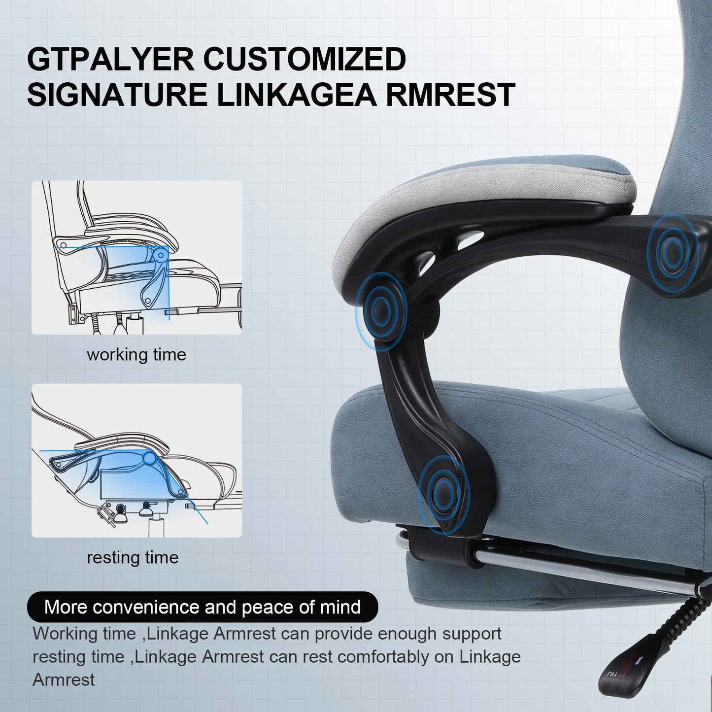 Gaming Chair with Lumbar Support & Foldable Footrest