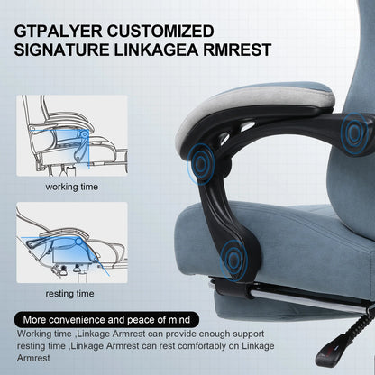 Gaming Chair with Lumbar Support & Foldable Footrest
