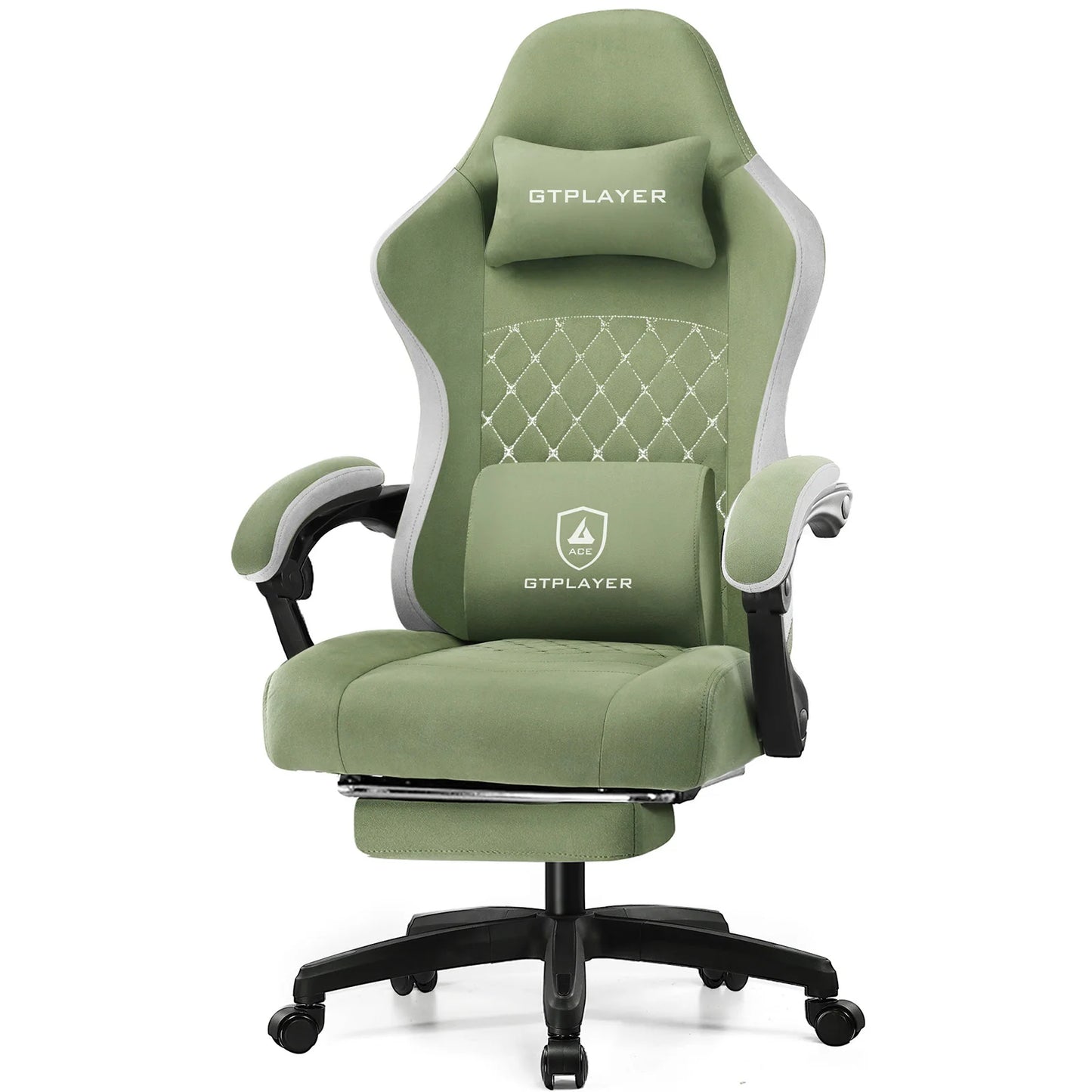 Gaming Chair with Lumbar Support & Foldable Footrest
