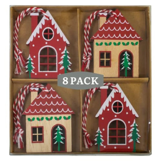 Wooden House Christmas Tree Ornaments
