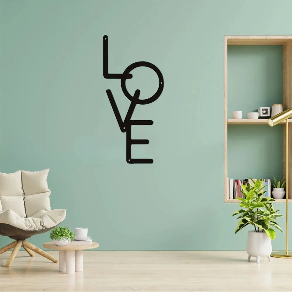Vertical 'LOVE' Metal Wall Art