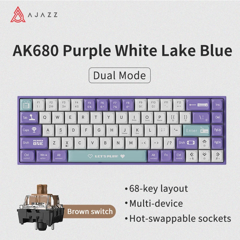 Keyboard ABS Keycap 68 Keys Wired Wireless Bluetooth