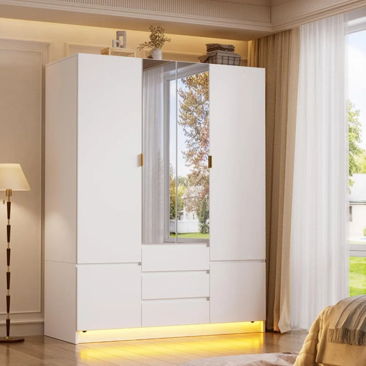 Large Bedroom Armoire with LED Lighting