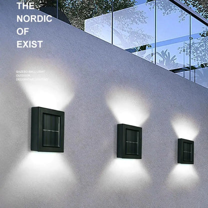 LED Solar Wall Light Waterproof Outdoor Garden Porch Sconce Lamp (Warm)