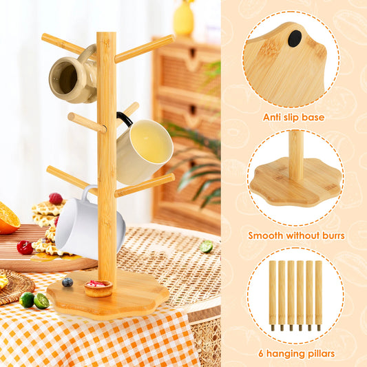2Pcs Wooden Mug Hanging Display Rack