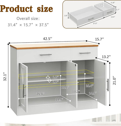 43” Sideboard Buffet Cabinet with Storage