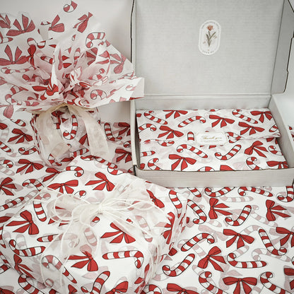 Red Christmas Bamboo Bow Pattern Tissue Paper