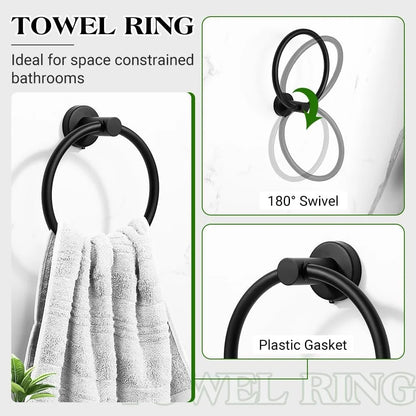 14-Piece Matte Black Bathroom Towel Bar Set
