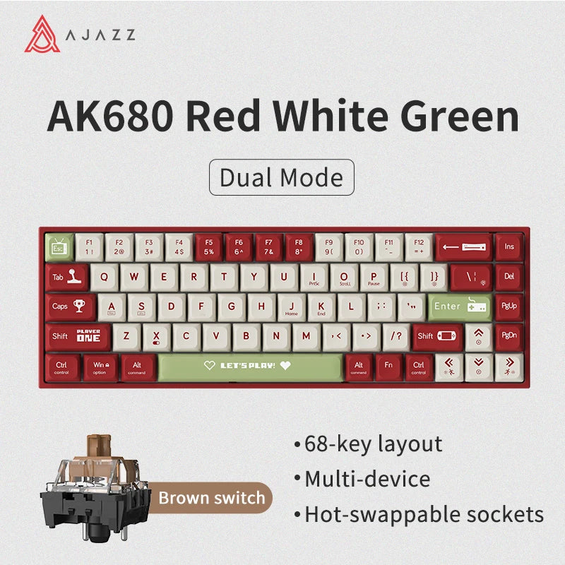 Keyboard ABS Keycap 68 Keys Wired Wireless Bluetooth