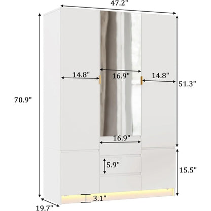 Large Bedroom Armoire with LED Lighting