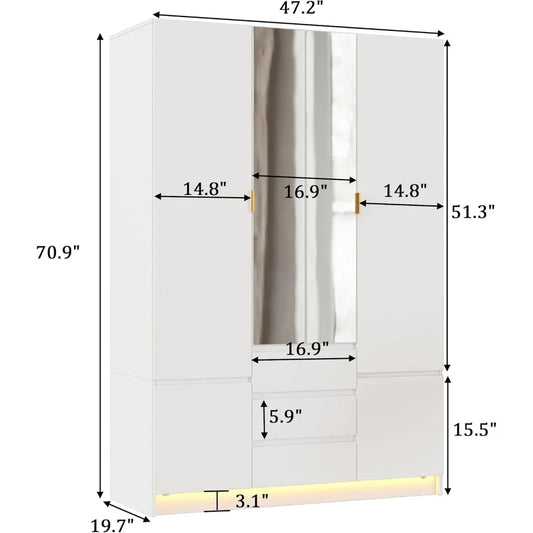 Large Bedroom Armoire with LED Lighting