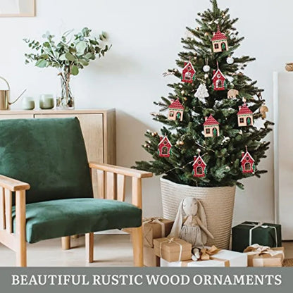 Wooden House Christmas Tree Ornaments
