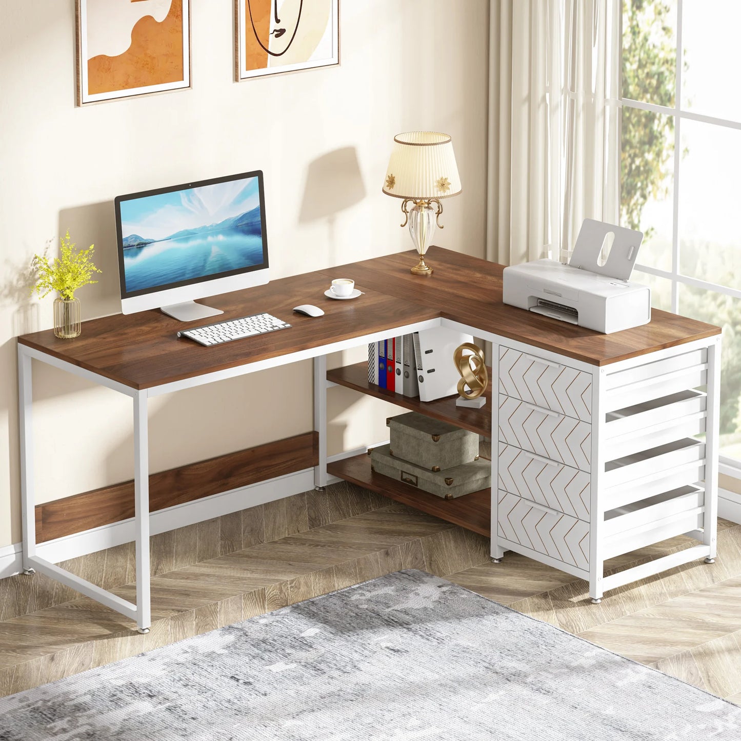 Computer Desk with Storage Drawers