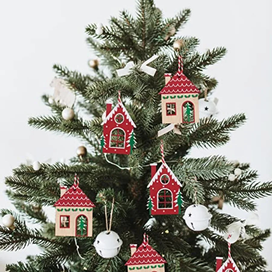 Wooden House Christmas Tree Ornaments
