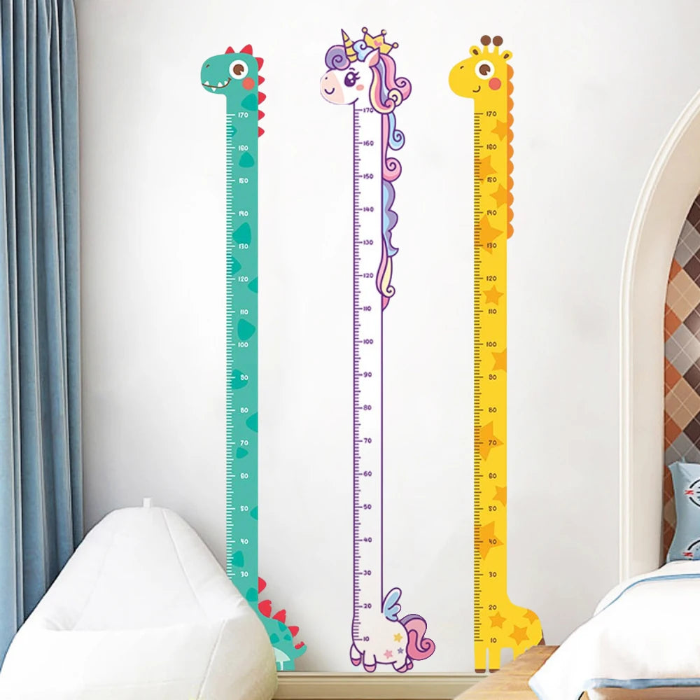 Dinosaur Giraffe Wall Height Measuring Ruler Stickers