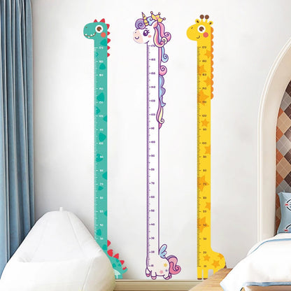 Dinosaur Giraffe Wall Height Measuring Ruler Stickers