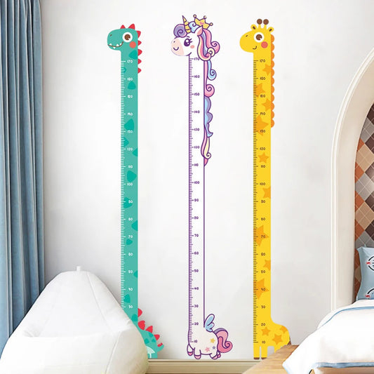 Dinosaur Giraffe Wall Height Measuring Ruler Stickers