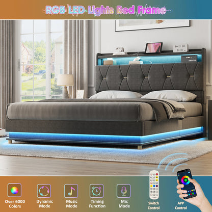 Lift Up Bed Frame with Storage