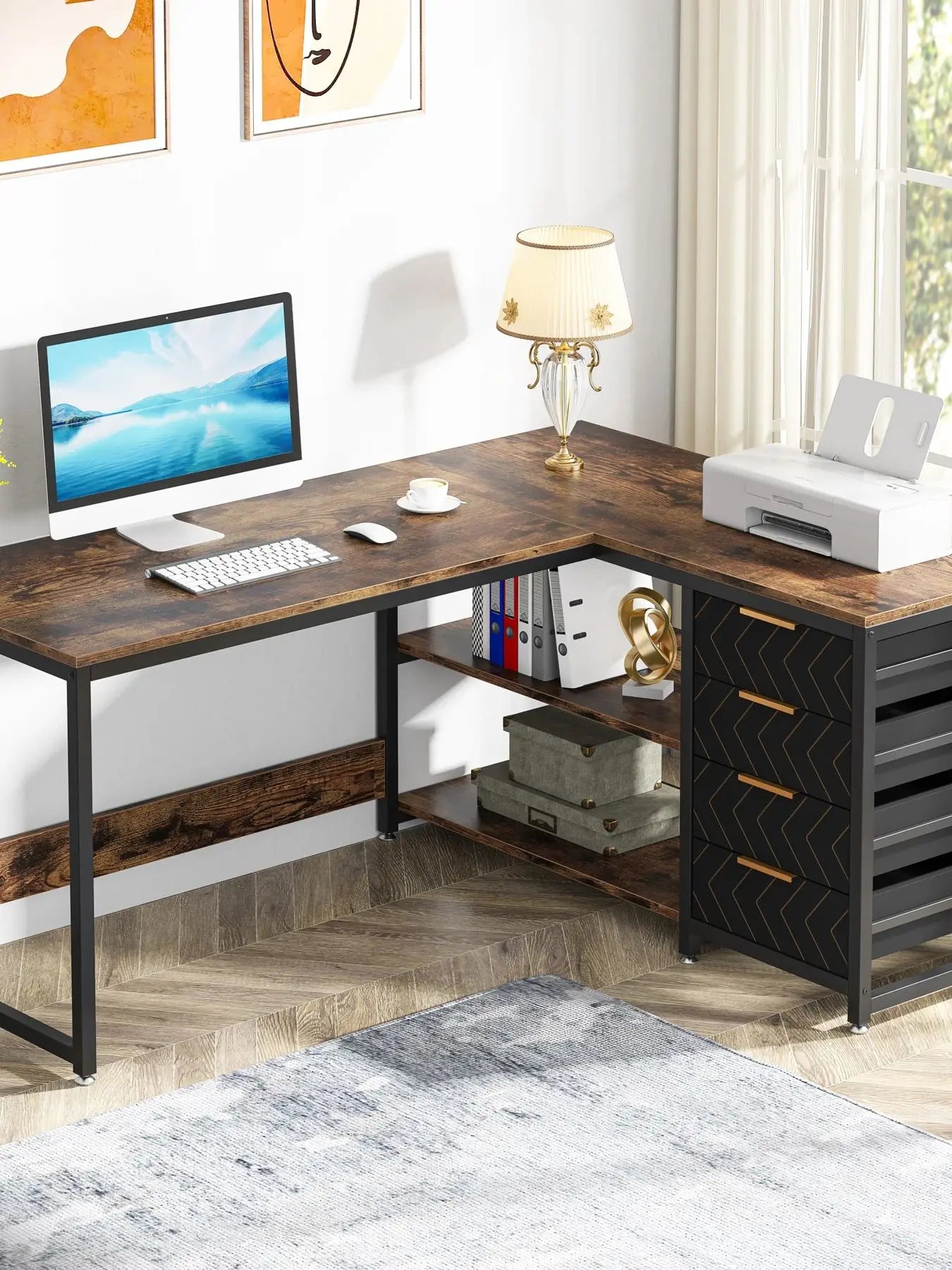 Computer Desk with Storage Drawers