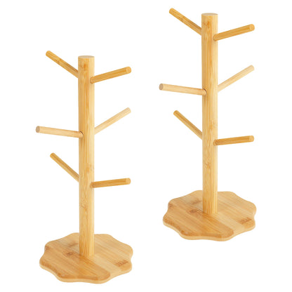 2Pcs Wooden Mug Hanging Display Rack