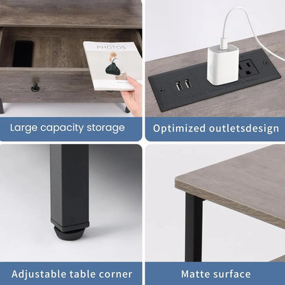 27 Inch Wide Nightstand with Charging Station