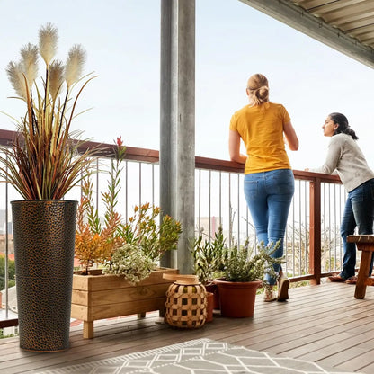 2-Pack 25" H. Metal Planter with 2X Inside Pots