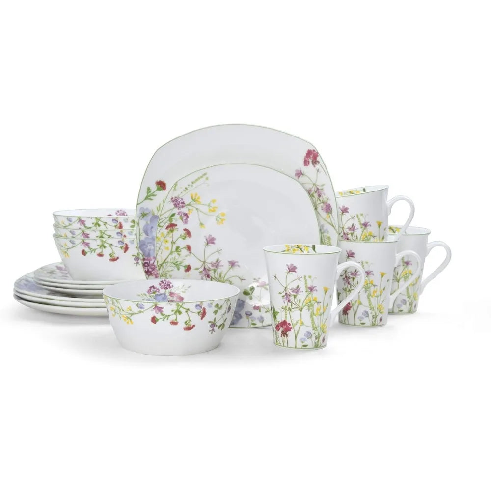 16-Piece Wildflower Dinnerware Set for 4 People