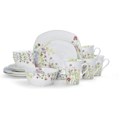 16-Piece Wildflower Dinnerware Set for 4 People