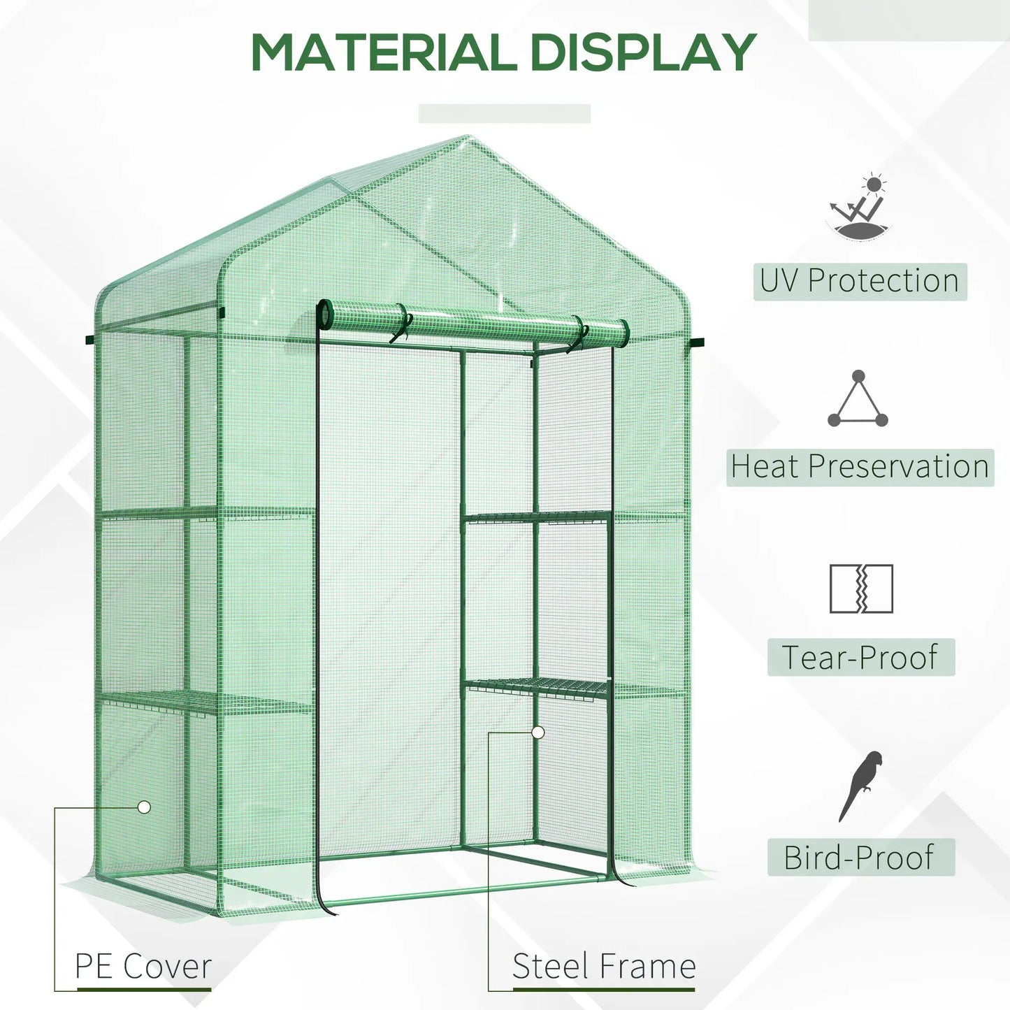 56" X 29" X 77" Portable Walk-In Greenhouse