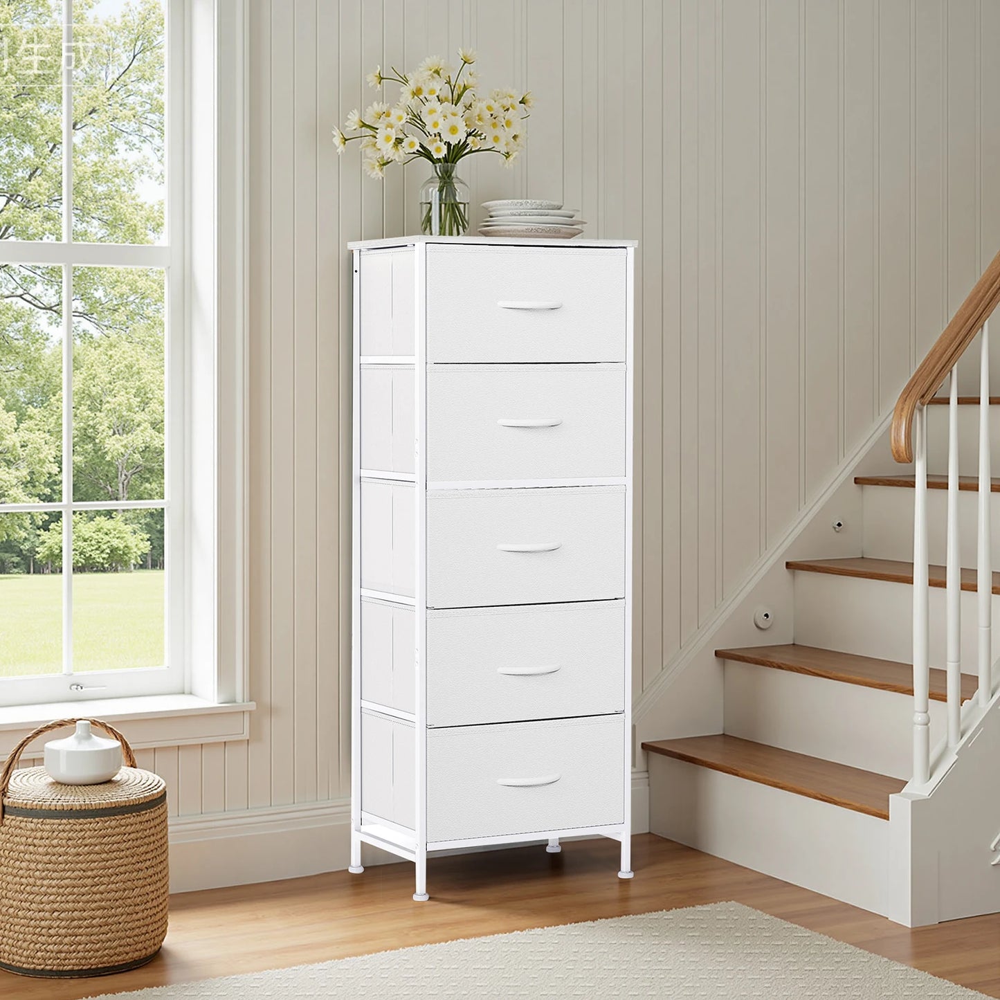 Dresser For Bedroom With 5 Fabric Drawers