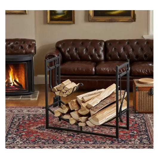 Outdoor Indoor Rack with Fireplace Tools and Firewood Holder