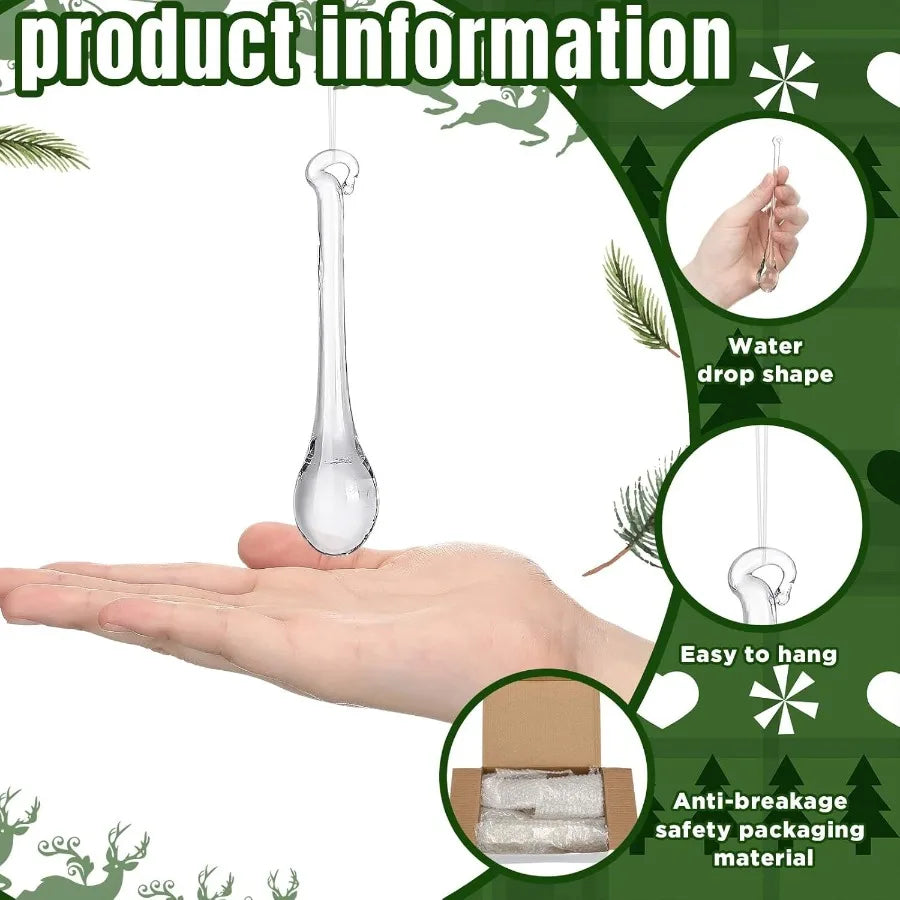 44 Pcs Clear Glass Teardrop Christmas Ornaments