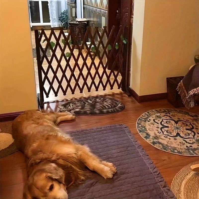 Retractable Wooden Pet Gate for Dogs Cats