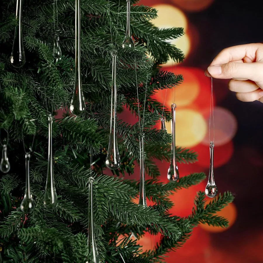 44 Pcs Clear Glass Teardrop Christmas Ornaments