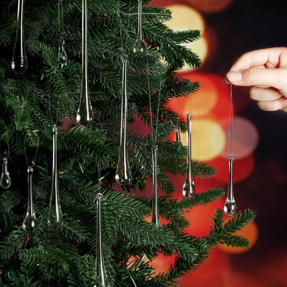 44 Pcs Clear Glass Teardrop Christmas Ornaments