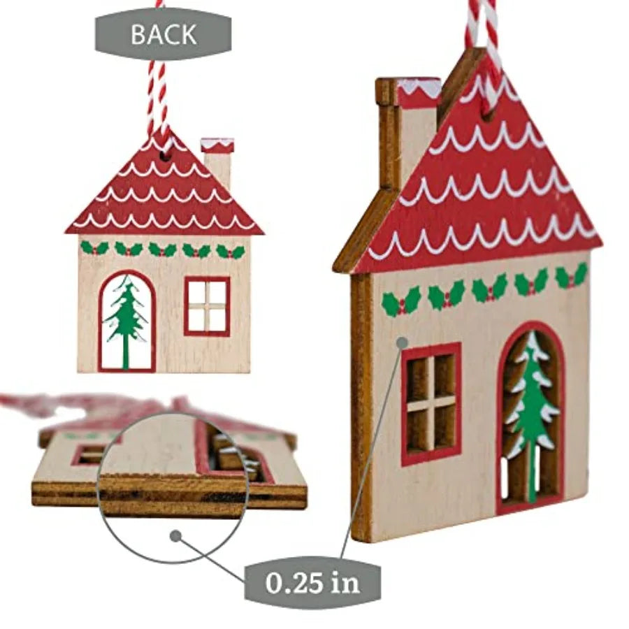 Wooden House Christmas Tree Ornaments