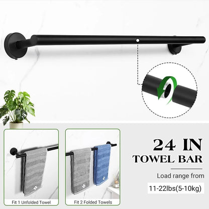 14-Piece Matte Black Bathroom Towel Bar Set