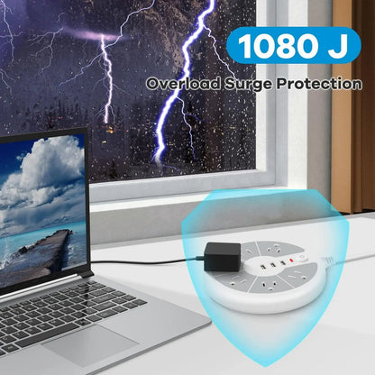 Disc Power Strip with 3 USB Sockets