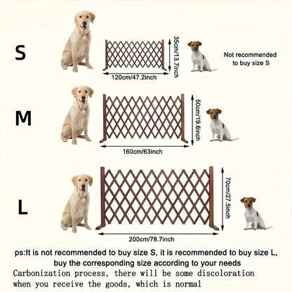 Retractable Wooden Pet Gate for Dogs Cats