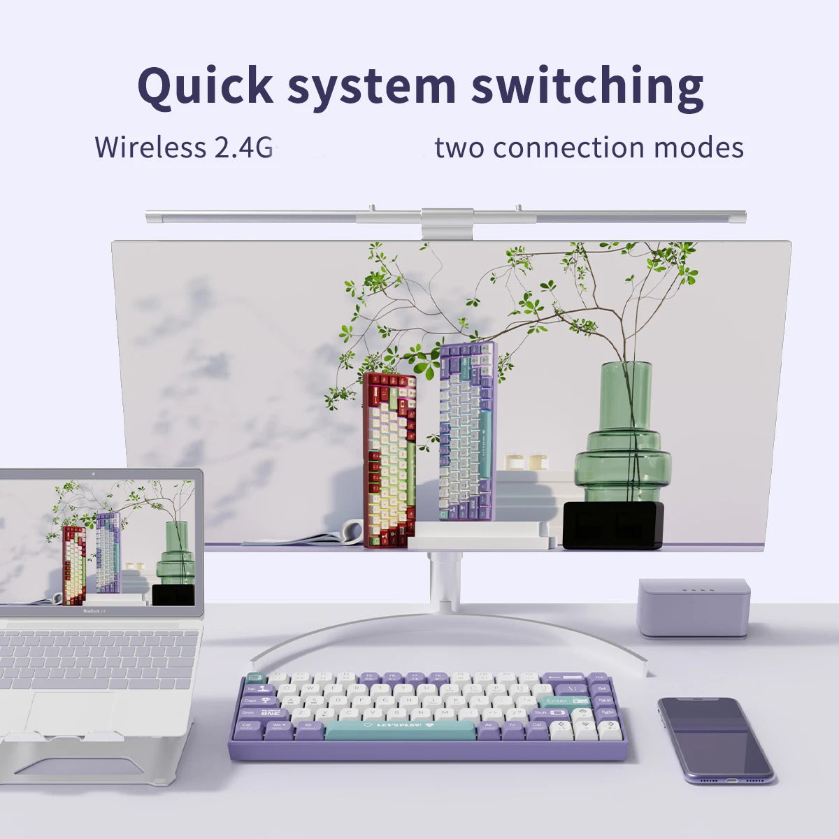 Keyboard ABS Keycap 68 Keys Wired Wireless Bluetooth