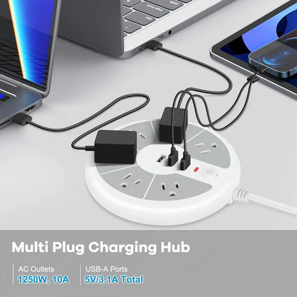 Disc Power Strip with 3 USB Sockets