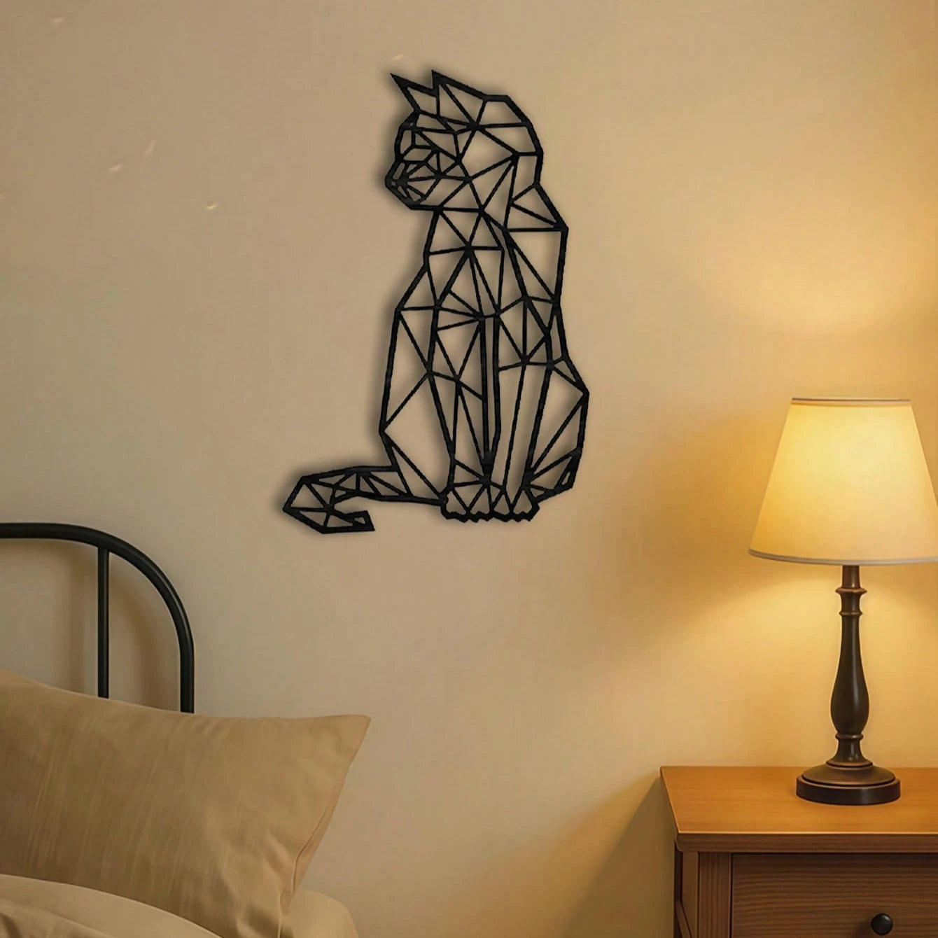 Boho Chic Wrought Iron Cat Wall Art